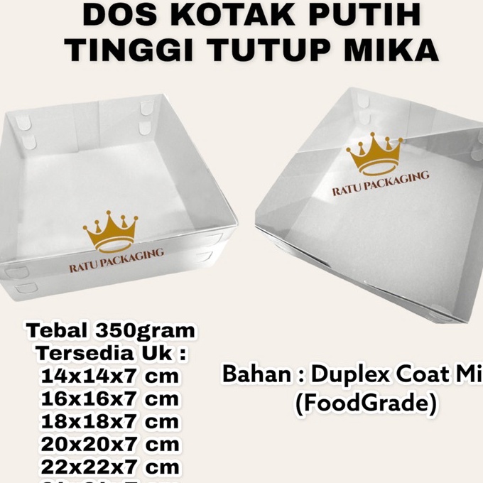 

KF7 1PCS RATU Dos DUPLEX PUTIH TUTUP MIKA Kue Tinggi 7Cm Tutup Mika Kardus Box Dus Kotak Kue Putih Duplex Kotak Hampers Tinggi 7CM Tutup Mika Catering