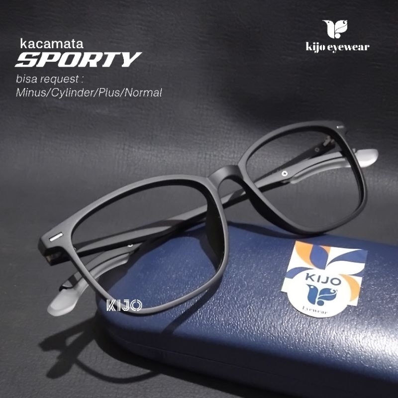 Kacamata Sporty Photochromic Crack Pengait Kuping Lensa Optik Berubah Warna Gelap Anti Silau Minus 7
