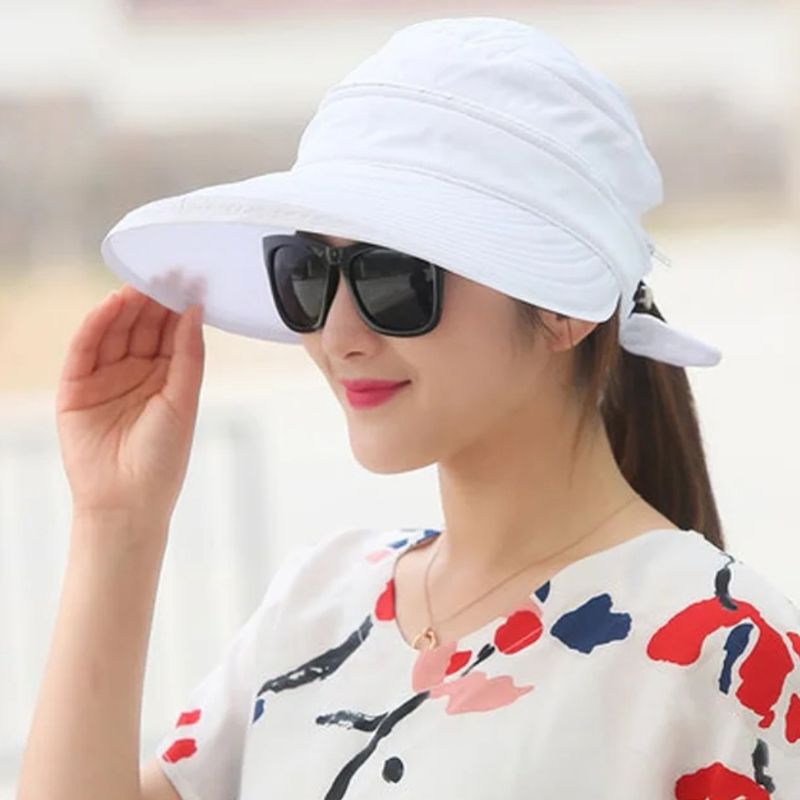 Topi Wanita Topi Olahraga Topi Golf Topi Pantai Anti UV Putih