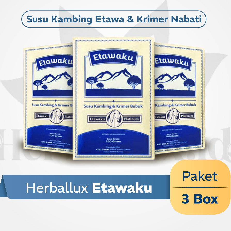 

Etawaku Platinum Paket 3 Box– Susu Kambing Etawa & Krimer Nabati isi 200gr Herballux