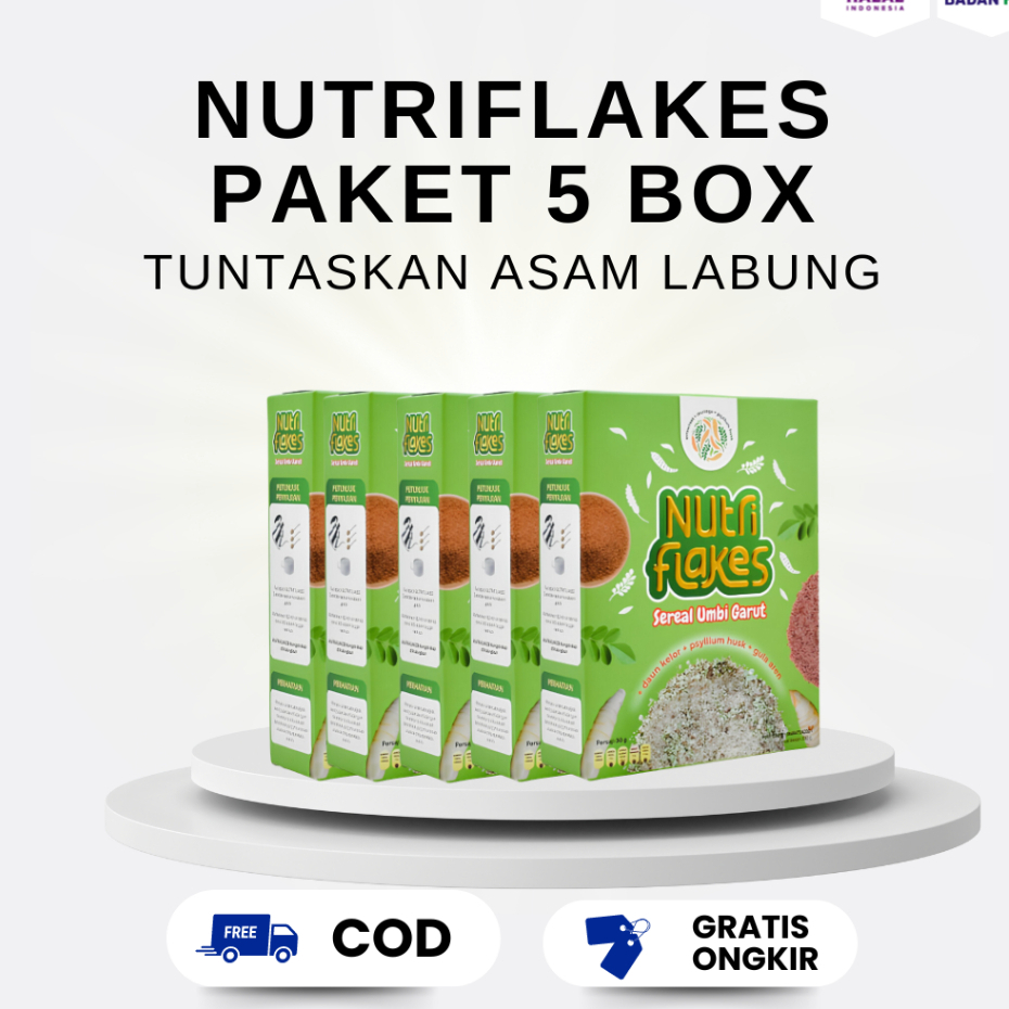 

NUTRIFLAKES Paket 5 Box - Sereal Oatmeal Menyembuhkan Asam Lambung dan Gerd 280gr/box