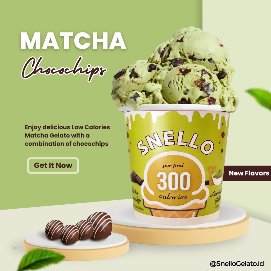 

Snello Gelato - Es Krim Diet - Matcha Chocochips