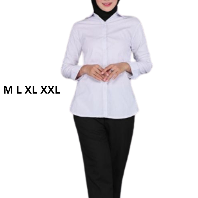 Kemeja Putih Wanita - Kemeja Kerja Wanita- Hem Putih Wanita Baju Kerja Wanita Lengan Panjang