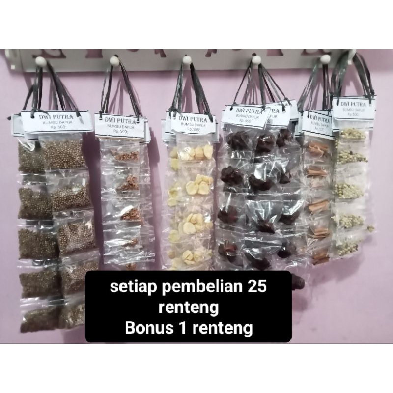 

Bumbu Dapur Renteng min pembelian 3rtg,gratis 1rtg setiap pembelian 25rtg berlaku kelipatan