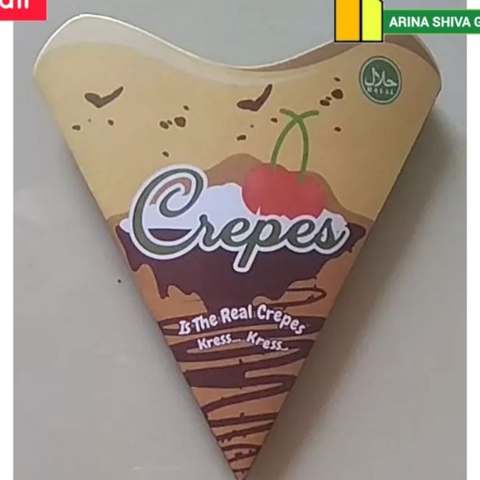 

FG2 1 LEMBAR KEMASAN CREPES 3D PAPER CRAFT KERTAS LEKER CRISPY HIGH QUALITY BOX LEKKER WAFFLE CROFFLE PRODUK TERBARU ARINA SHIVA GROUP 1878