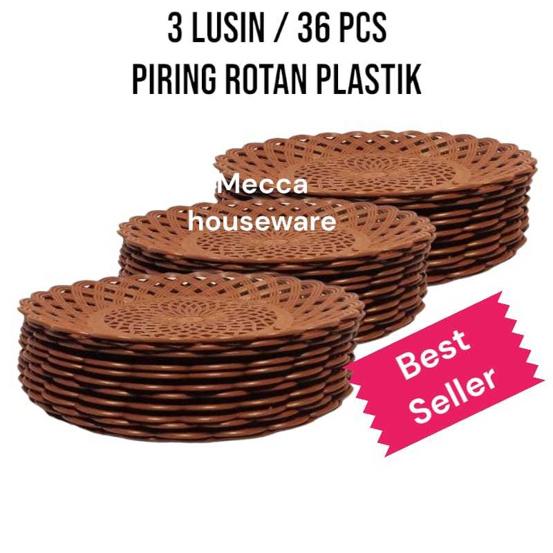 3 Lusin Piring Rotan plastik