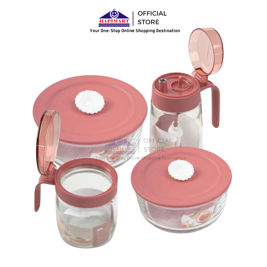 4 In 1 Set Perlengkapan Dapur Botol Minyak  Toples Wadah Bumbu Serbaguna Bahan Kaca/Set Kotak Bumbu 