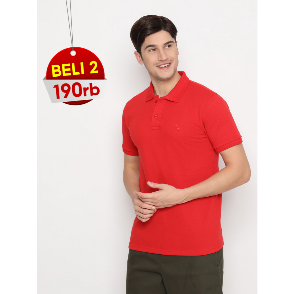 ROMP Kaos Polo Kerah Lacost - Merah