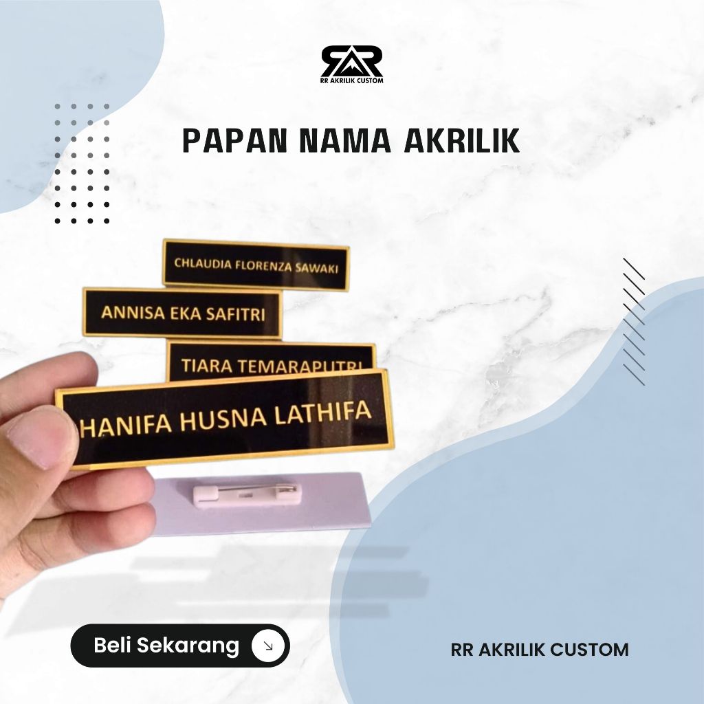

PAPAN NAMA DADA AKRILIK ACRYLIC / NAMETAG CUSTOM / NAME TAG CUSTOM