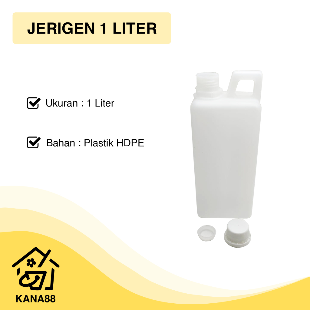 Jerigen 1 Liter Baru Dengan Tutup Dalam dan Luar Plastik Tebal HDPE