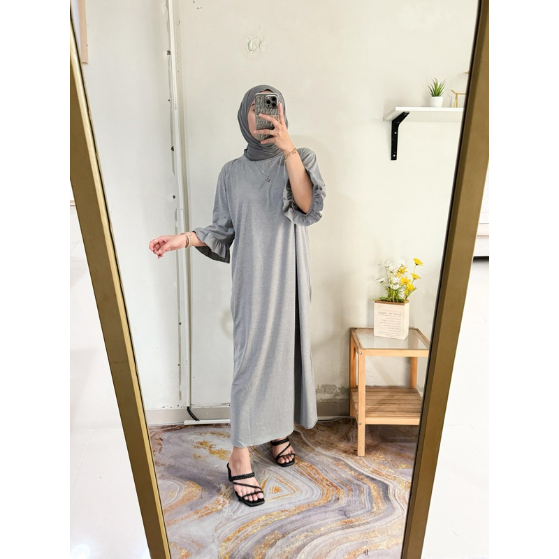 [by.lav] KELANA MIDI DRESS LENGAN MAWAR BAHAN KAOS COTTON COMBED 30'S ADEM ANTI TERAWANG