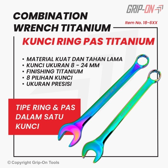 GRIP-ON Kunci Ring Pas Titanium 8 MM