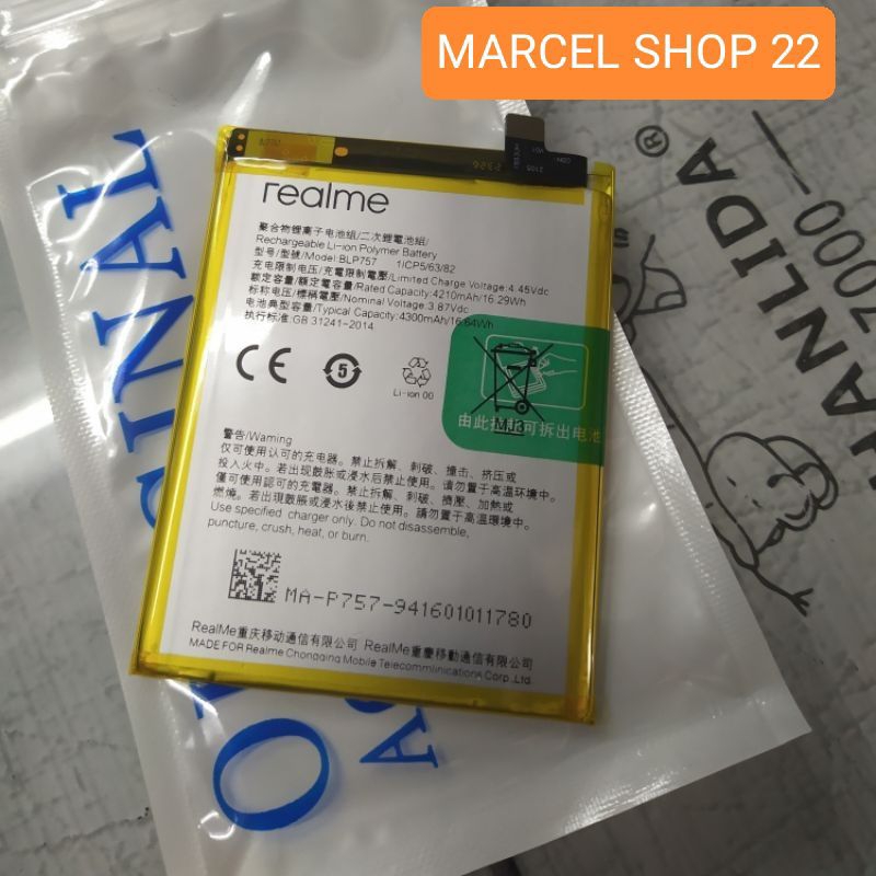 BATTERY REALME 6/BATERAI REALME 6 PRO BATRE BLP 757 ORIGINAL BATERAI