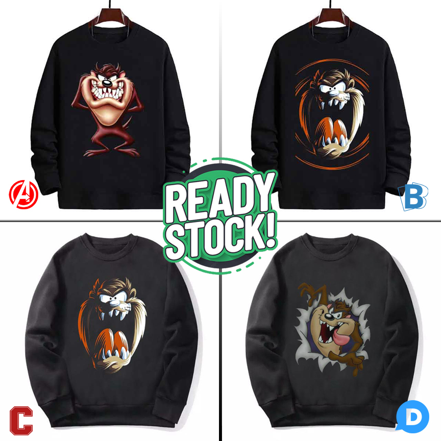 Cotton Sweater Tazmania Crewneck Bahan Katun Fleece Adem Nyaman | READY STOCK | Langsung ORDER Aja