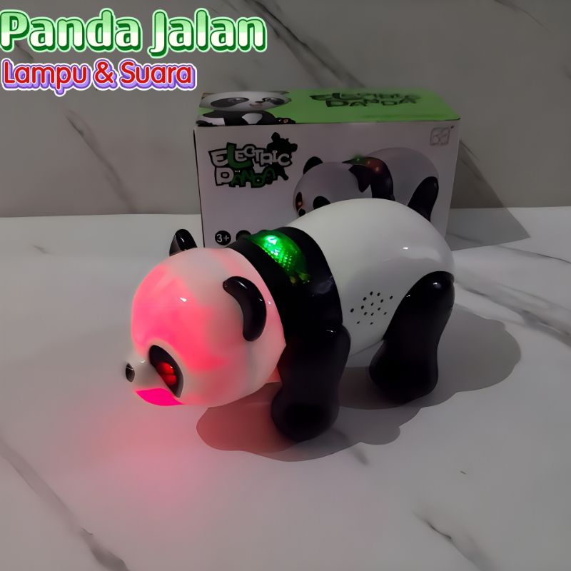 Mainan Hewan Panda bisa Jalan ada Lampu & Suara - Boneka Binatang Baterai Berjalan Figure Electric R