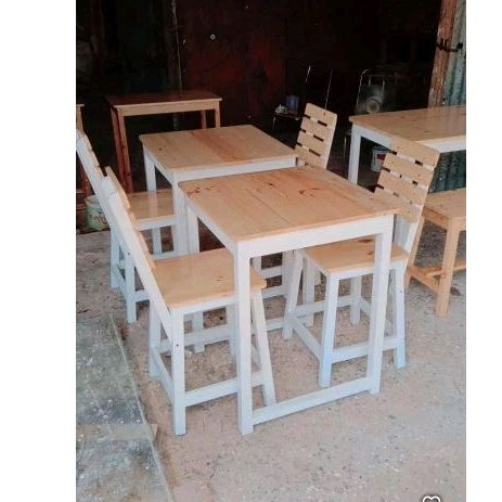 meja makan cafe resto set +2 kursi sender