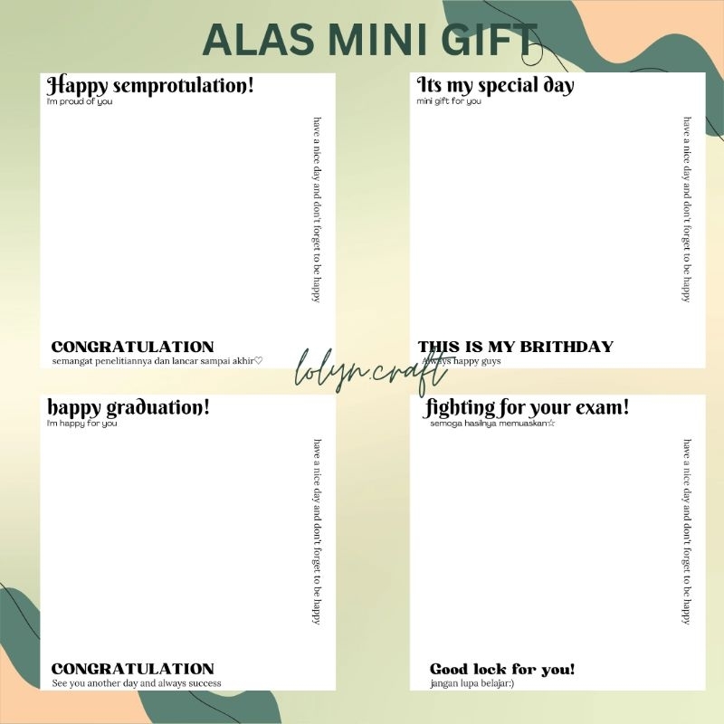 

ALAS GIFT KERTAS MINI GIFT CUSTOM MURAH KERTAS ART PAPER GLOSY