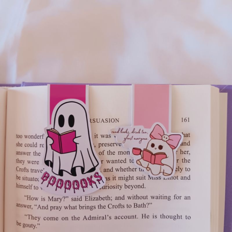 

pembatas buku magnet / magnetic bookmark pink ghost