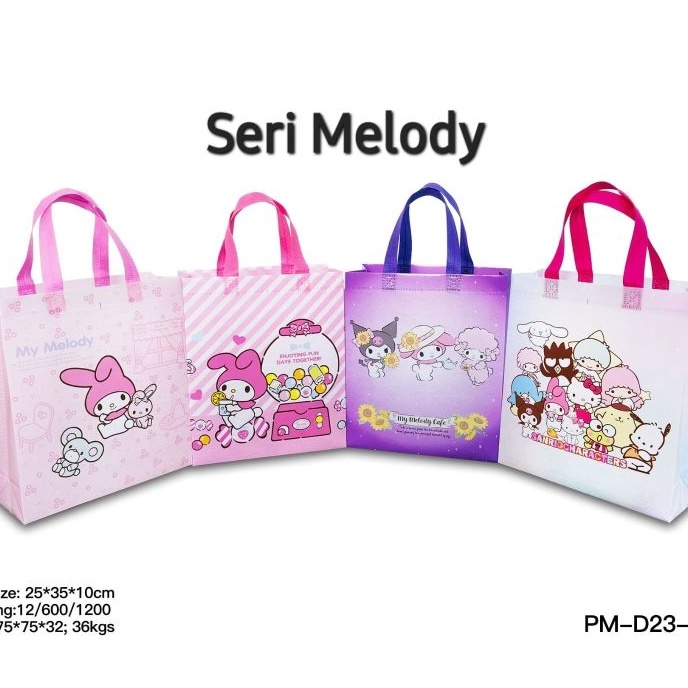 

Gila LUSINAN 12pcs Goodie bag Spunbond LAMINASI KARAKTER 25x35x1 tas hampers tas spunbond