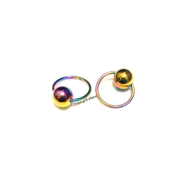 ball 8mm anting piercing orbital pelangi tusuk tindik barbel bandulan titanium pria & wanita