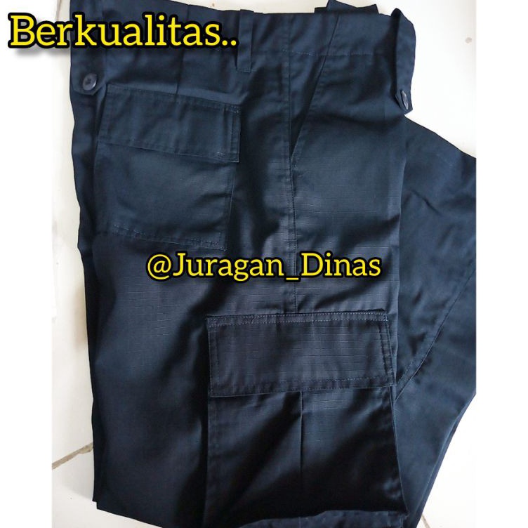 Sedang Trend  Celana PDL Biru Dongker Navy Satpam Security Kargo Gunung Lapangan Latihan Brimob berk