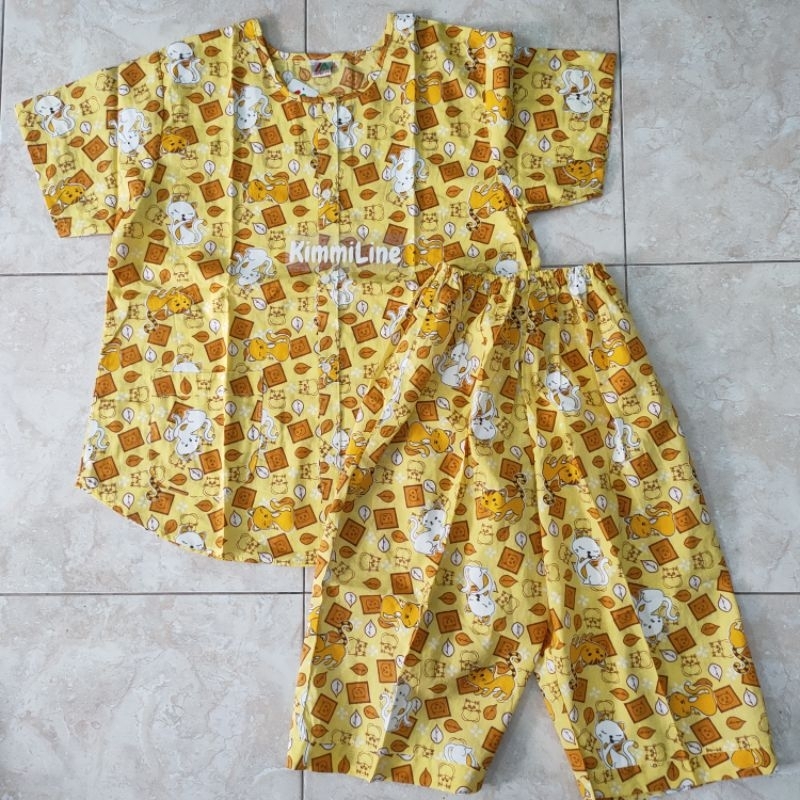 Setelan Baju Tidur Bahan Katun Merlin Ukuran Dewasa 2 Model Celana : BD Kancing 5 Celana 3/4  Babydo