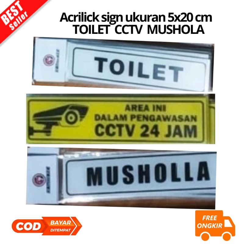 

[JK] BAYAR DI TEMPAT Acrilick sign ukuran 5x20 cm TOILET CCTV MUSHOLA