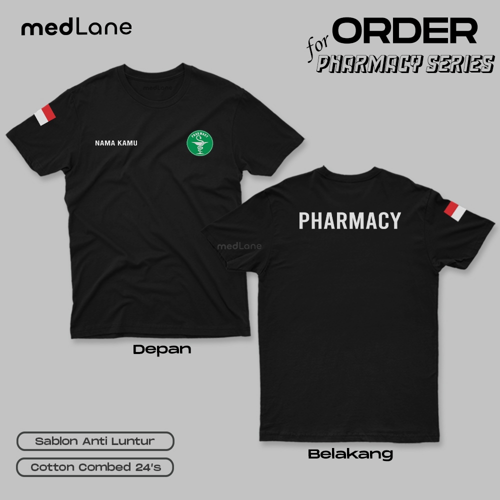 KAOS FARMASI PHARMACY INDONESIA GRATIS NAMA TEBAL LENGAN PENDEK