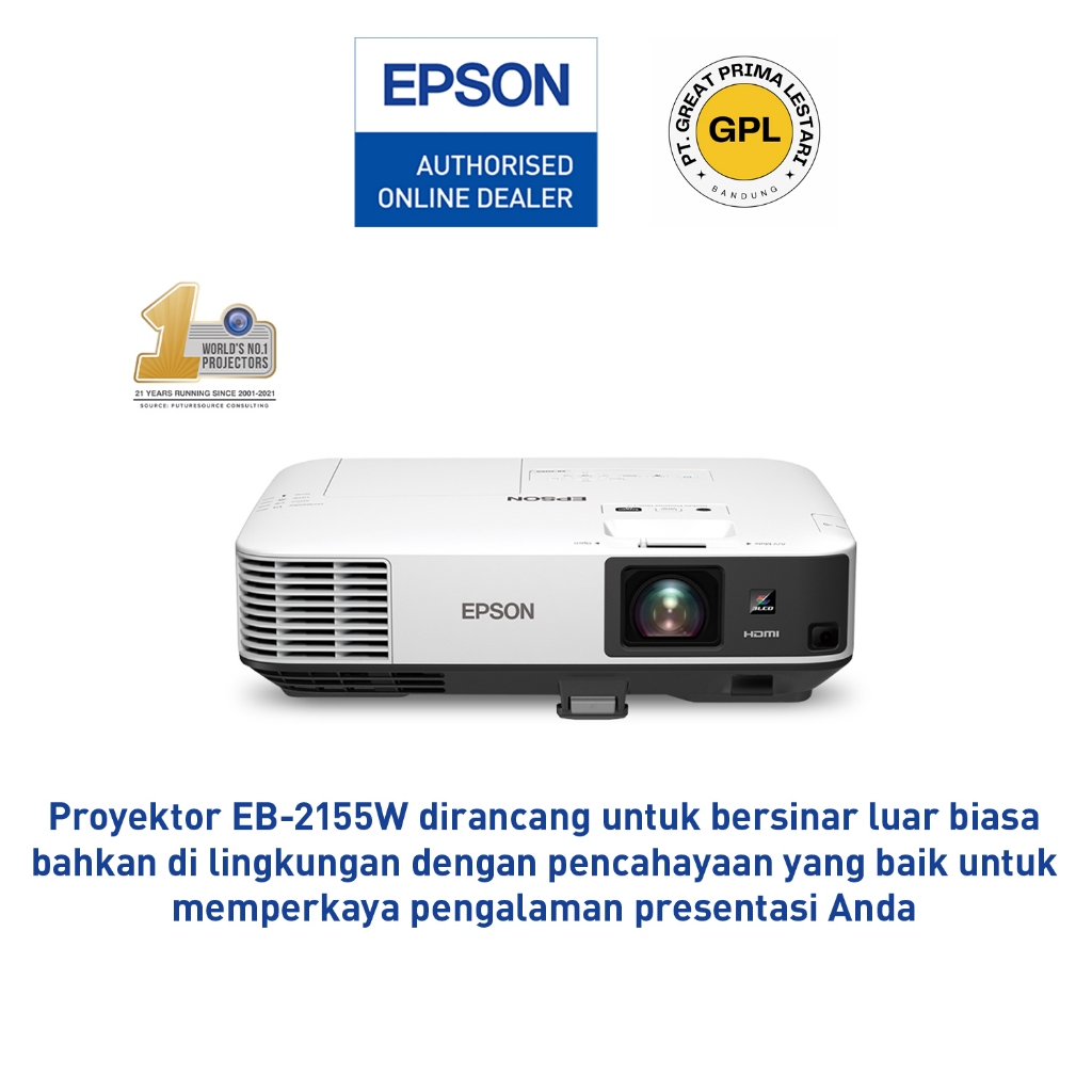 Epson Proyektor EB-2155W WXGA 5000 Lumens Putih untuk Korporasi dan Pendidikan