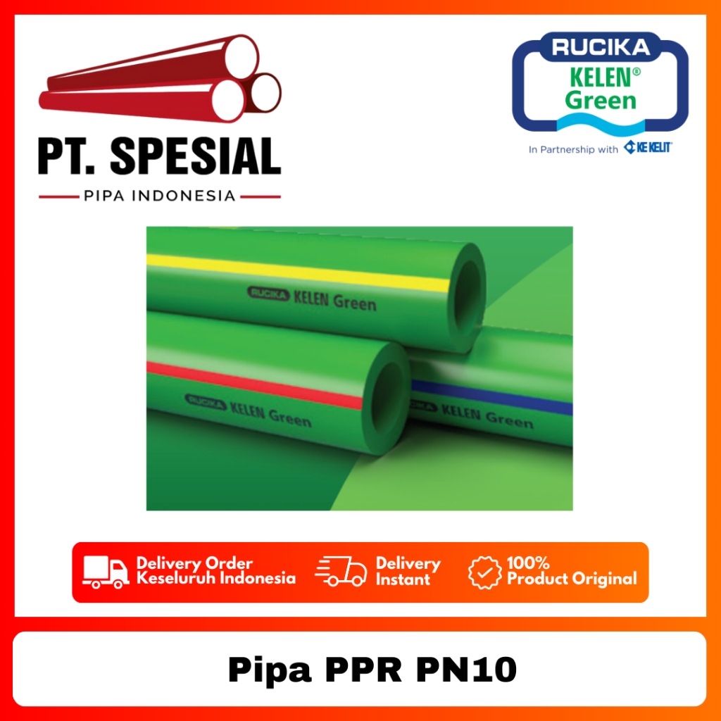 Pipa PPR PN10 Air Dingin Rucika DN110 - 4" sd DN160 - 6"Pipa PPR Kelen Green - 08