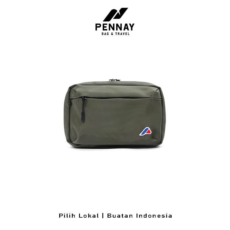 Pennay Man Arlot - Tas Selempang Waterproof Pria, Slingbag Crossbody Unisex Stylish & Casual Army