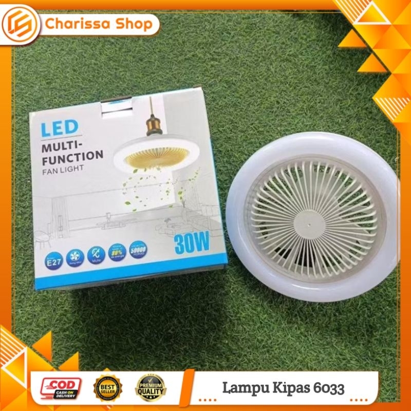 Lampu Kipas 6033 / Kipas Lampu Angin Cahaya Remote / Lampu Gantung Multifungsi