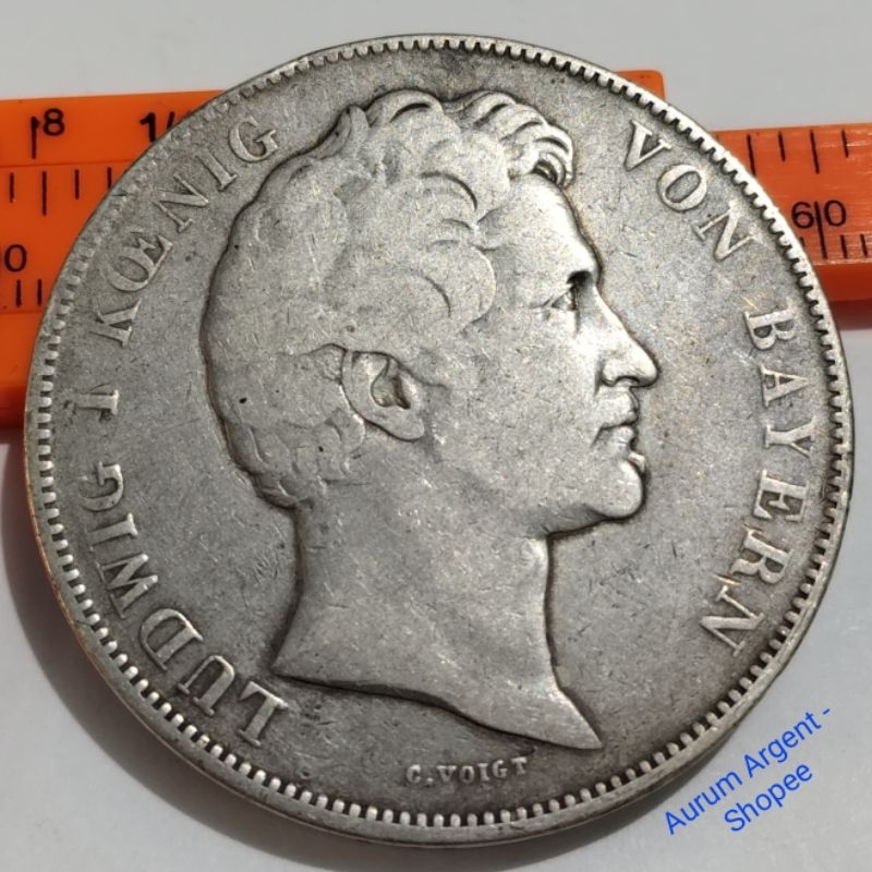 SKK.40-- 1 PC KOIN PERAK KUNO ASLI 2 THALER LUDWIG I KOENIG VON BAYERN TH. 1839. -- SILVER COIN --