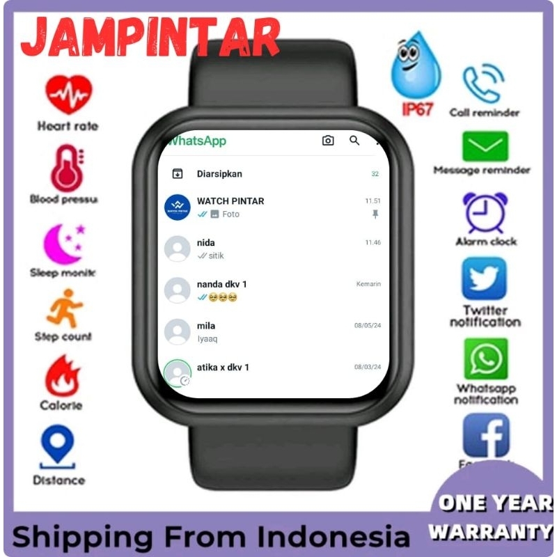 SMARTWATCH ANDROID 4g IP67 Y68 JAM TANGAN PINTAR ANTI AIR PRIA Wanita WHATSAPP