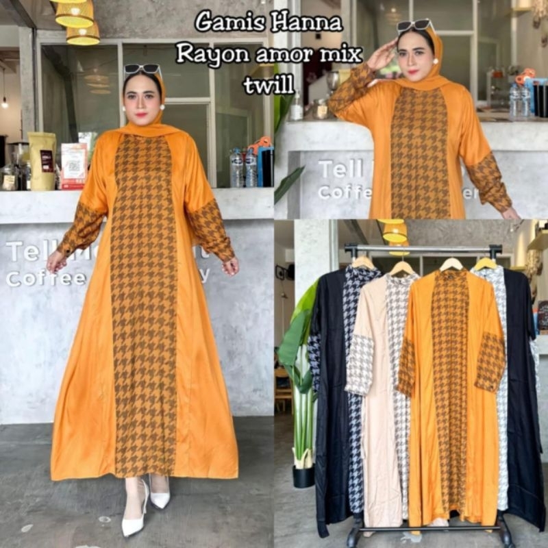 BAJU GAMIS DRESS WANITA KEKINIAN HANA |MATT RAYON AMOR MIX TWILL PREMIUM