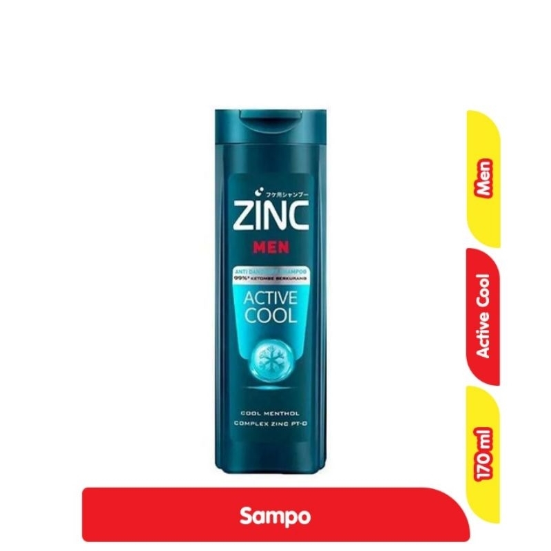 Zinc Sampo Anti Ketombe Pria ActiveCool Botol 170 ml