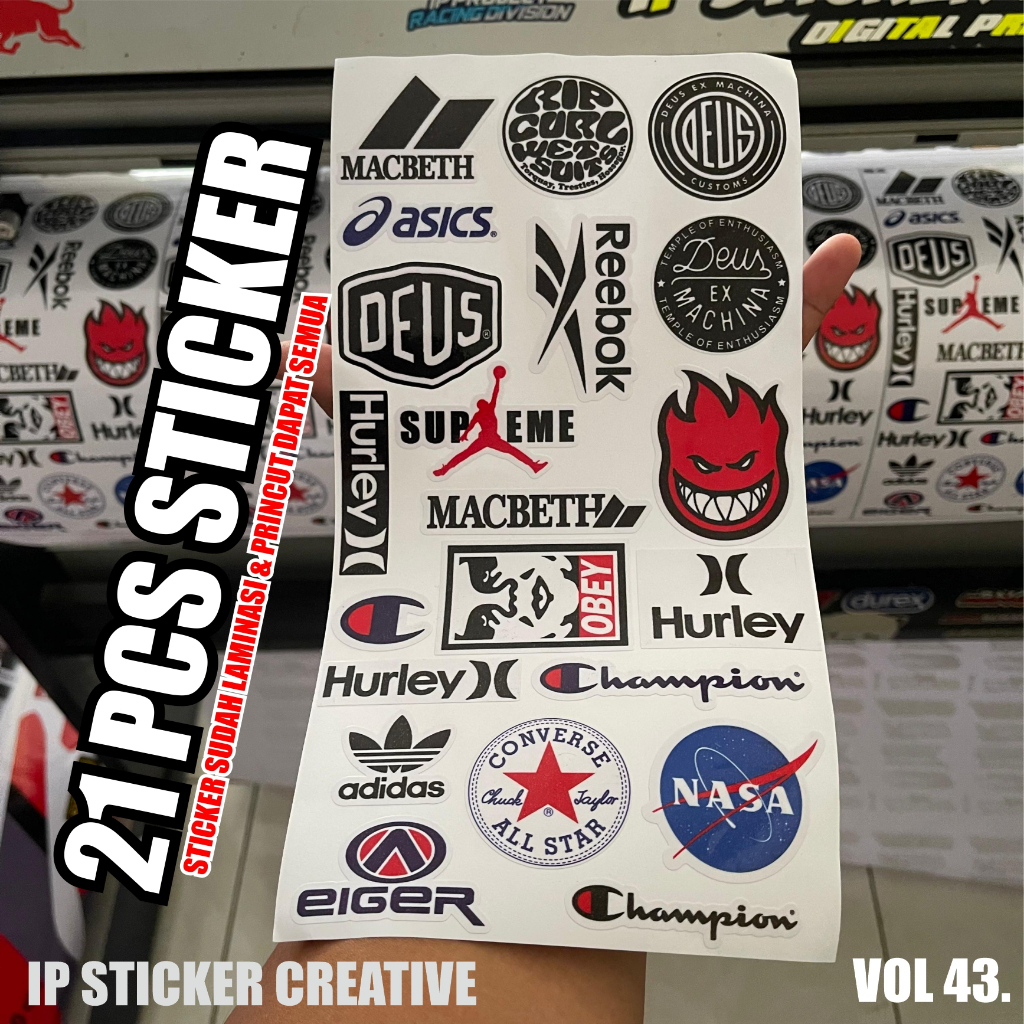 

STIKER BRAND 21pcs STIKER AESTHETIC LAPTOP AKSESORIS HP ANTI AIR MOTIF HELM SUDAH PRINTCUT