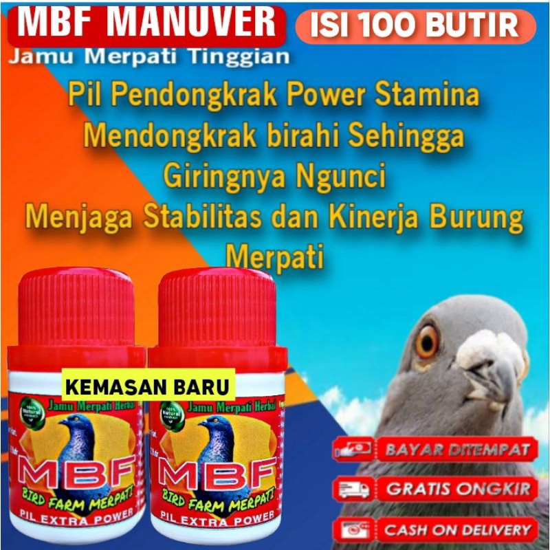 JAMU MERPATI MANUVER MBF ISI 60 BUTIR suplemen merpati kolong losdor stut door raja pukul extra powe