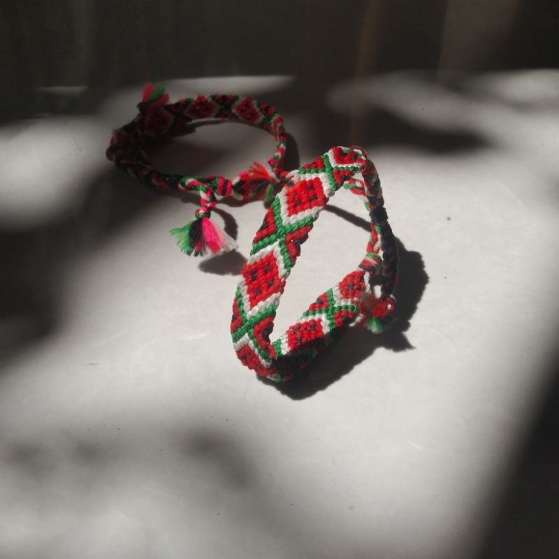 gelang serut rajut motif semangka palestina handmade / gelang tali anti air waterproof / gelang pria