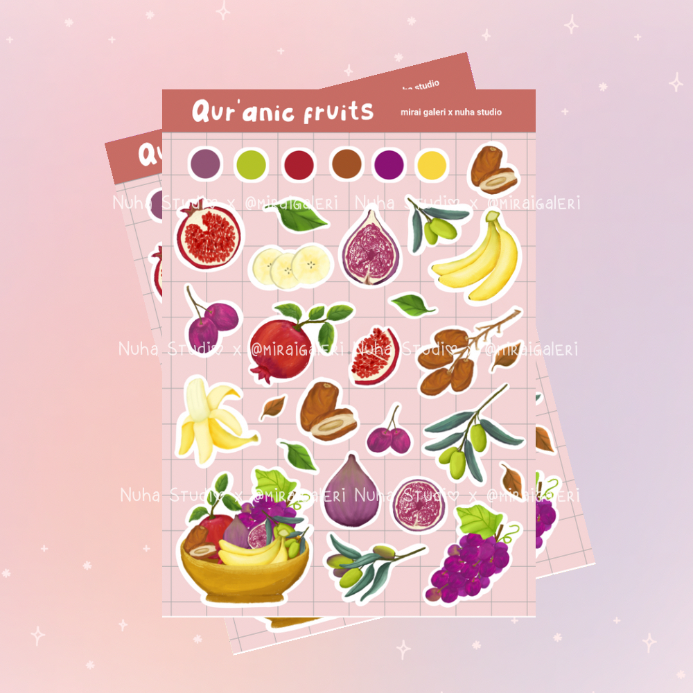 

Sticker by Miraigaleri | Quranic Fruits Kurma Pome Pisang Zaitun Anggur Buah