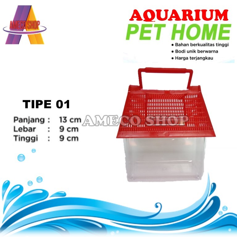 AQUARIUM Pet Home mini untuk kura dan ikan tipe 01