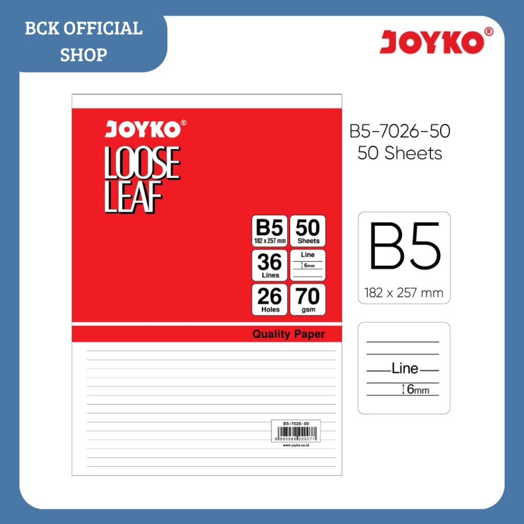 

Loose Leaf Joyko 50 Lembar B5 - 7026 - 50