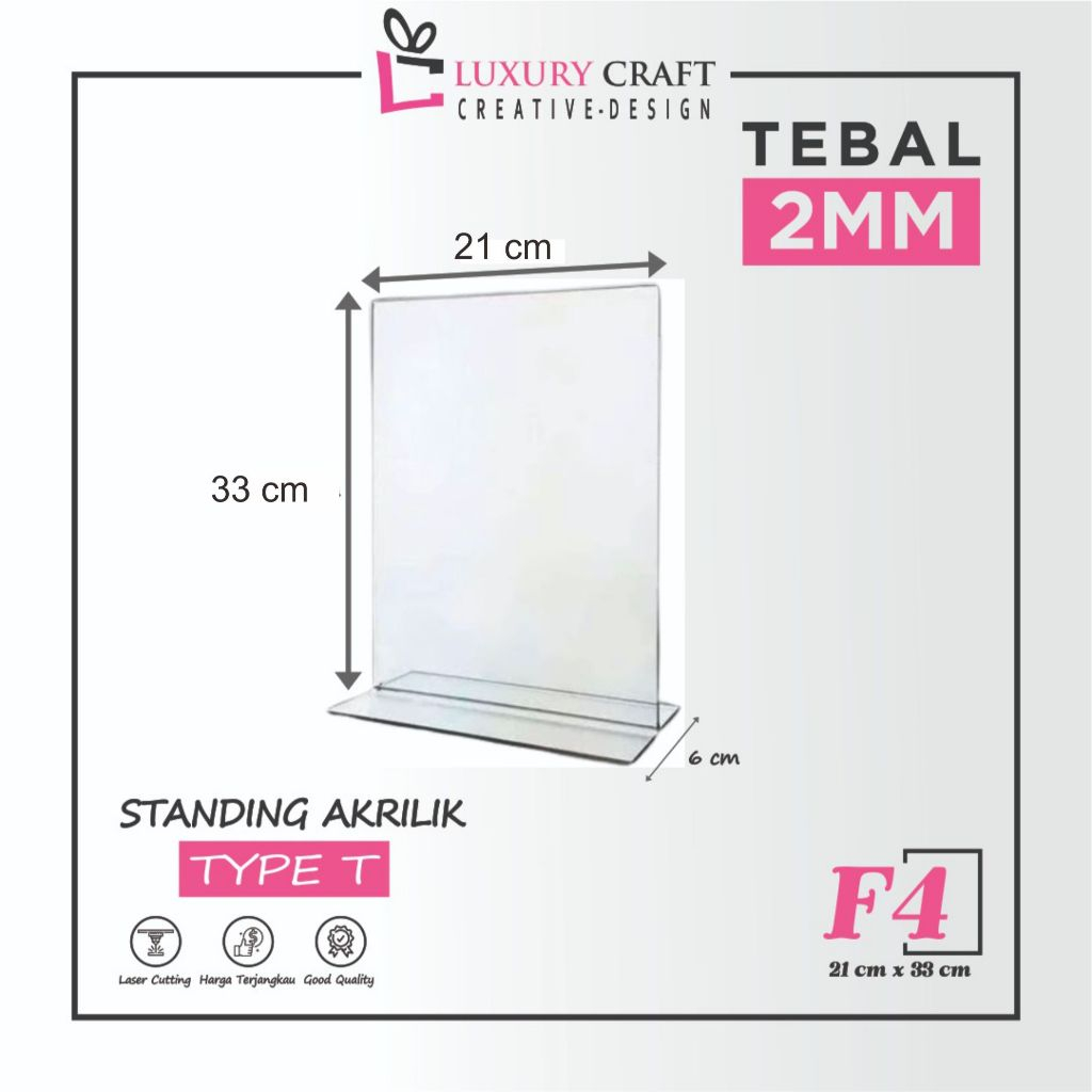 

Tempat Brosur Akrilik / Tent Card Holder Qris Barcode / Nomor Menu Meja Portrait & Landscape T - Ukuran F4 2mm