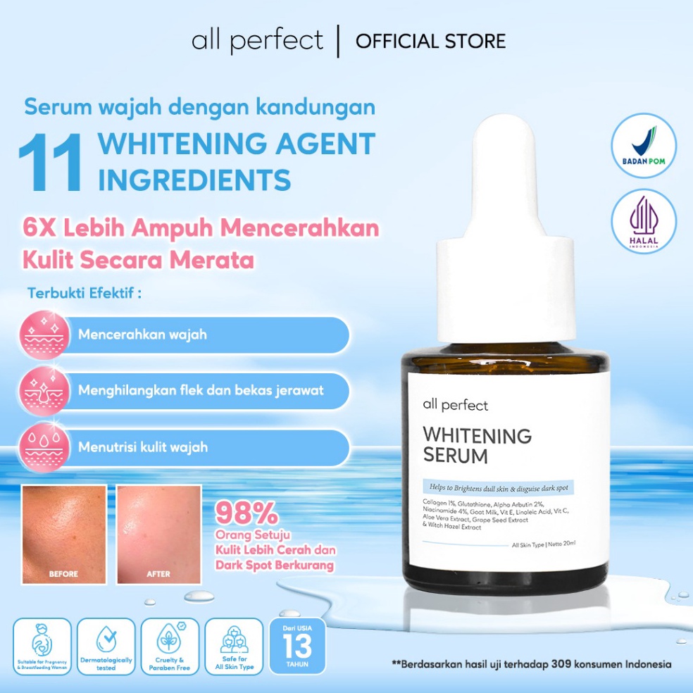 KODE A1H All Perfect Whitening Serum  Serum Pencerah Wajah  2ml