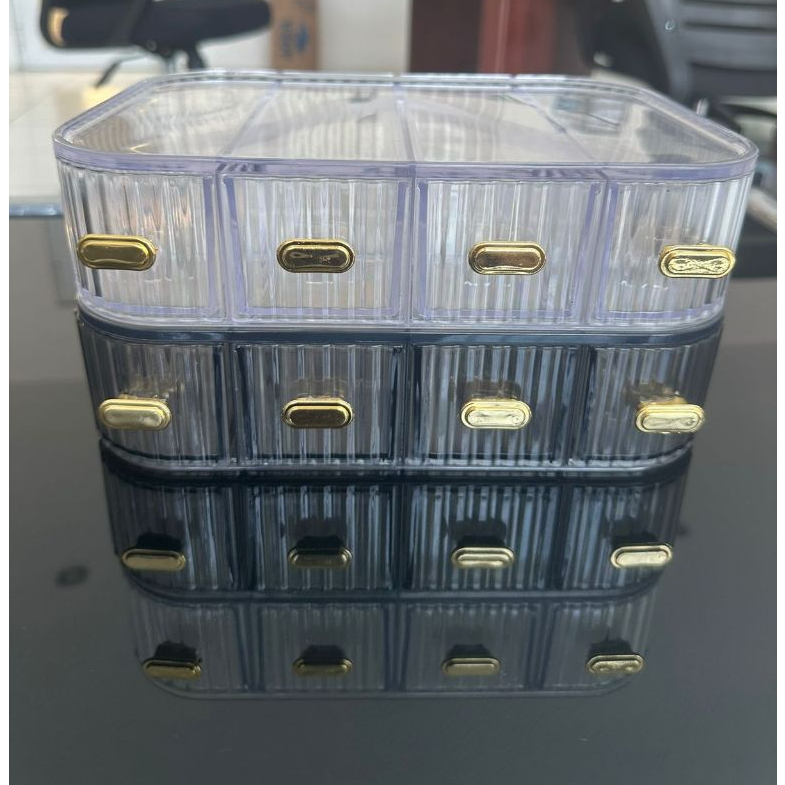 Rak Crystal Rak Meja Serbaguna 4 Laci Susun Wadah Penyimpanan Barang Make Up Rak Kosmetik Tempat Kar