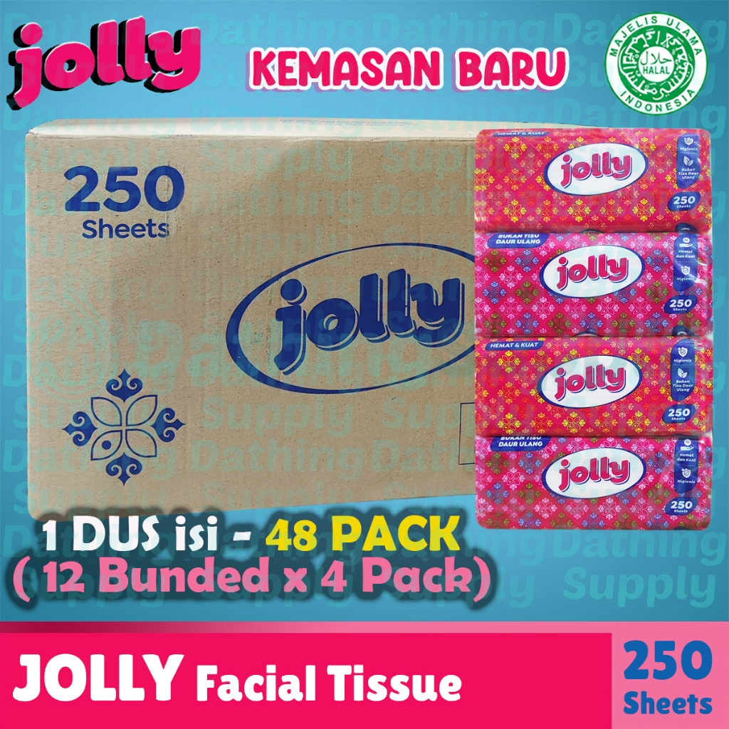 Grosir Tissue JOLLY Facial 250 Sheet Tisu Wajah 1 Bal Dus isi 48 Pack