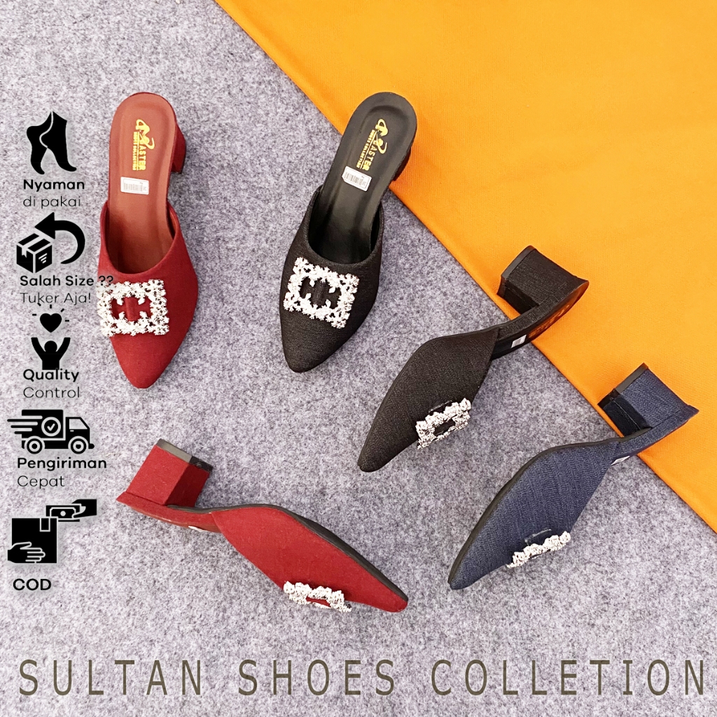SULTAN-Sepatu / Sandal Wedges Selop Hils Wanita Dewasa Hak Tahu Tinggi 5 Cm Kondangan Graduation Ele