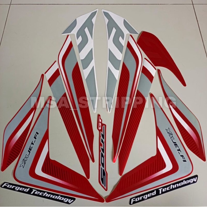 Stripping strip stiker sticker lis polet body Yamaha Soul GT Th.2014 Putih Merah striping soul gt ma