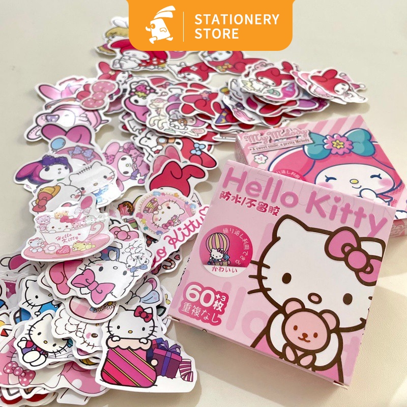 

stiker kuromi aesthetic/stiker sanrio cinnamoroll hellokitty/pochakko/pom purin sticker kisscut box isi 60 pcs-Rabbit Stationery