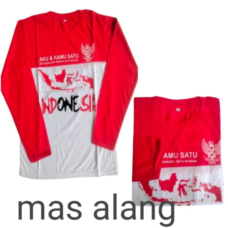 kaos merah putih lengan panjang dan kaos merah putih lengan pendek